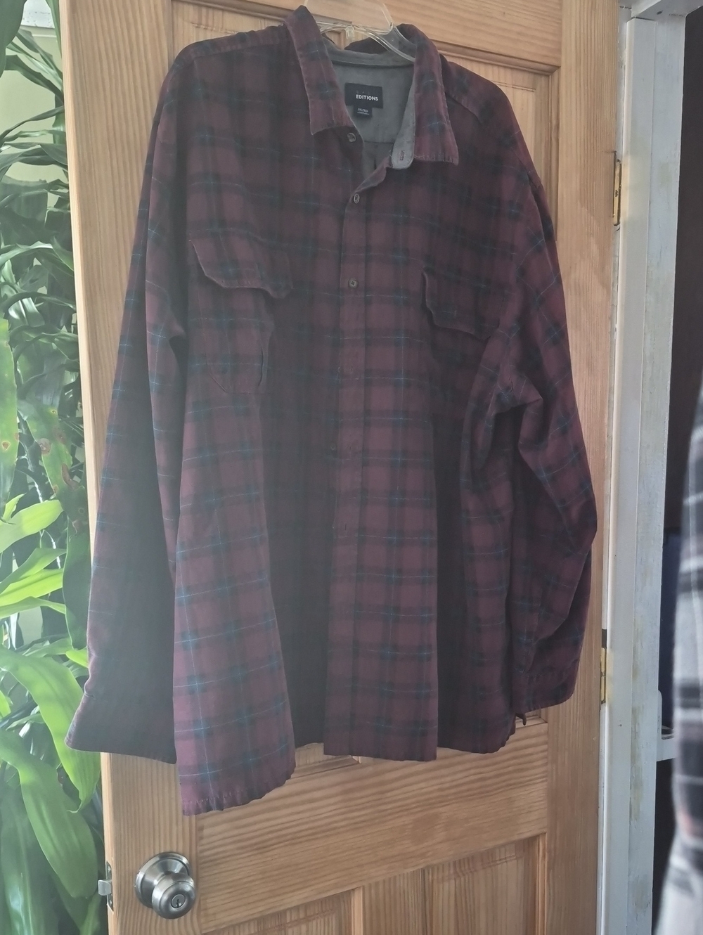 Basic Editions Plaid Shirt in Burgundy and Black